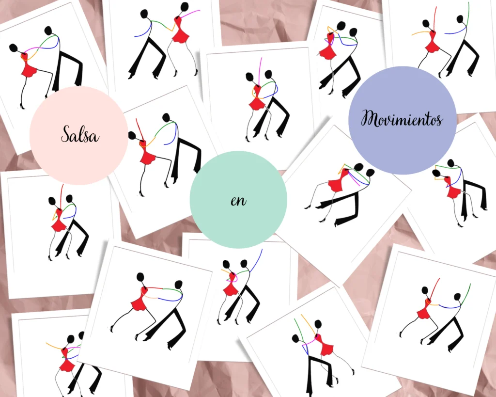 It's a collage with some drawings representing common positions (initial and/or final) of dancers during a salsa dance. Improve your salsa moves