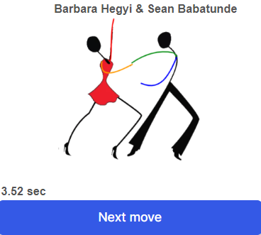 A drawing of a dance couple, representing the initial positon of a salsa move. Improve your salsa moves