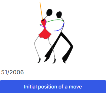 A drawing of a dance couple, representing the initial positon of a salsa move