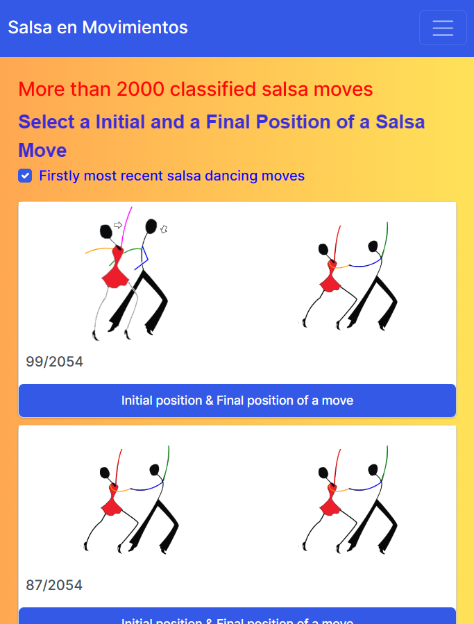 It is the mobile screen where you decide what starting and ending position you want for the salsa move