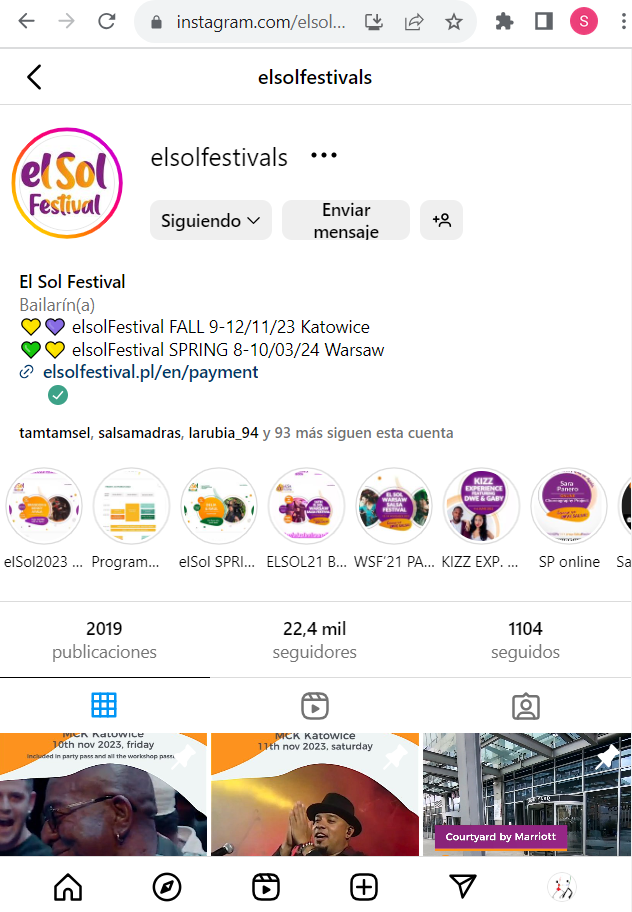 Cover of the Instagram of the festival El Sol